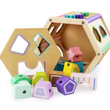 Cargar imagen en el visor de la galería, Hexágono encajable y enhebrado de madera