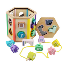 Cargar imagen en el visor de la galería, Hexágono encajable y enhebrado de madera