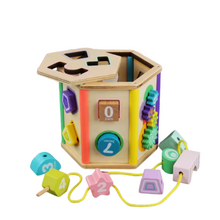 Cargar imagen en el visor de la galería, Hexágono encajable y enhebrado de madera