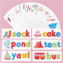 Cargar imagen en el visor de la galería, Juego de tarjetas alfabéticas con letras en madera – Inglés