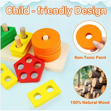 Cargar imagen en el visor de la galería, Encajables figuras geométricas en madera Montessori