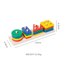 Cargar imagen en el visor de la galería, Encajables figuras geométricas en madera Montessori
