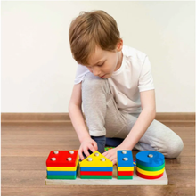 Cargar imagen en el visor de la galería, Encajables figuras geométricas en madera Montessori
