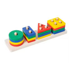 Cargar imagen en el visor de la galería, Encajables figuras geométricas en madera Montessori
