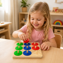 Cargar imagen en el visor de la galería, Tabla Geométrica Montessori de círculos Encajables
